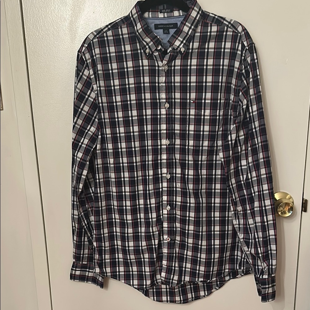 Tommy Hilfiger Black Brown Casual Button Down Shirt